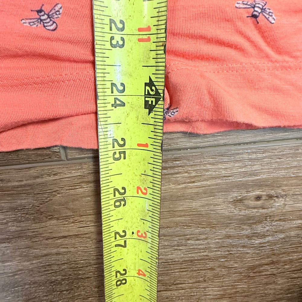 Soma Pajama Set Coral Bee Print Short Sleeve Top L, Capri Bottom XL Lightweight - Picture 4 of 16